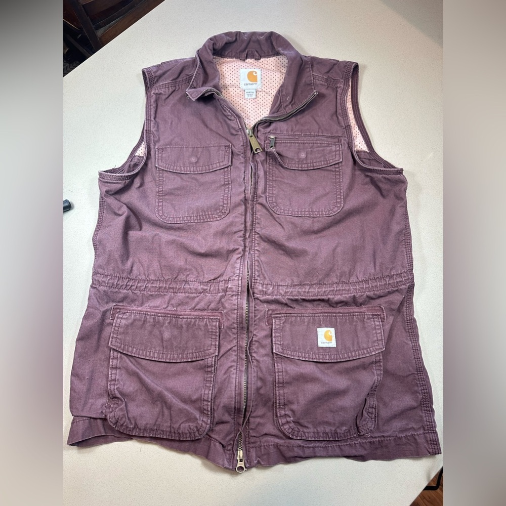 Carhartt El Paso Utility Vest Women's Medium Full Zip Rugged Pockets Fishing